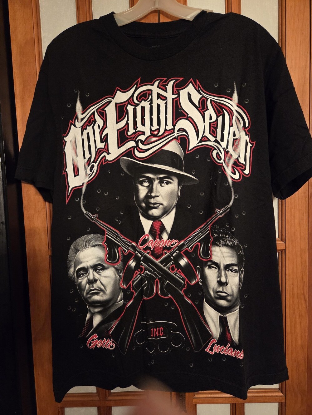 NWOT 187 Secret Society Burning Bridges Graphic Black Men's Tee - Gangster Sz L